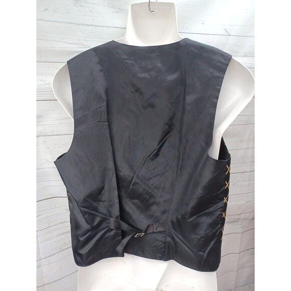 Vtg LAZIO COMO ITALY Classic Fit Vest Black Gold Argyle Diamon Pattern Sz M - Picture 5 of 9